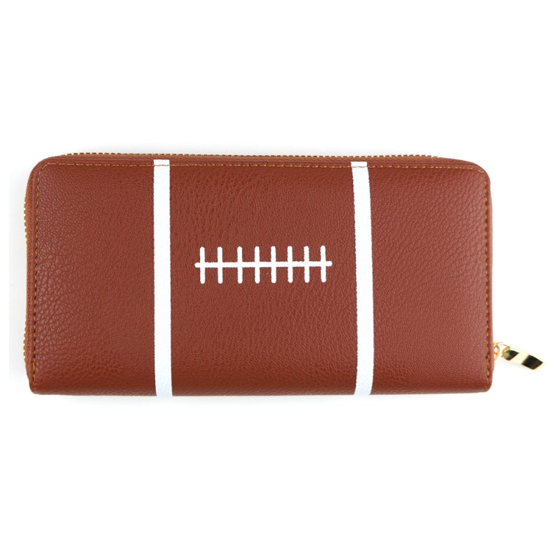 "Angie" Clutch Zipper Wallet- Football Design