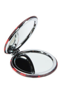 "Keema" Pocket Size Mirror- Red & Black Plaid